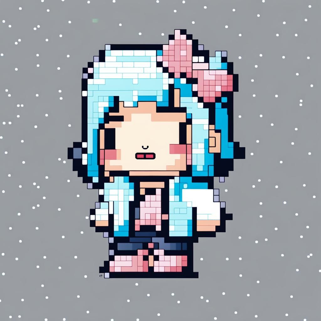Pastel 8-Bit Pixel Chibi Boy in Sanrio Style