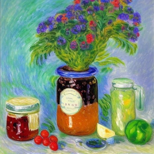 Art Flavored Jam Preserve Still Life as Impressionist Painti...