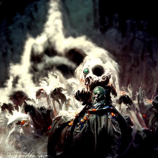 Sinister Warhammer Chaos God in Dark Fantasy Style