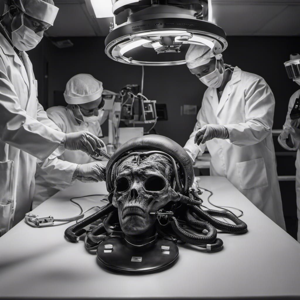 Alien Autopsy in Area 51: Black and White Photo