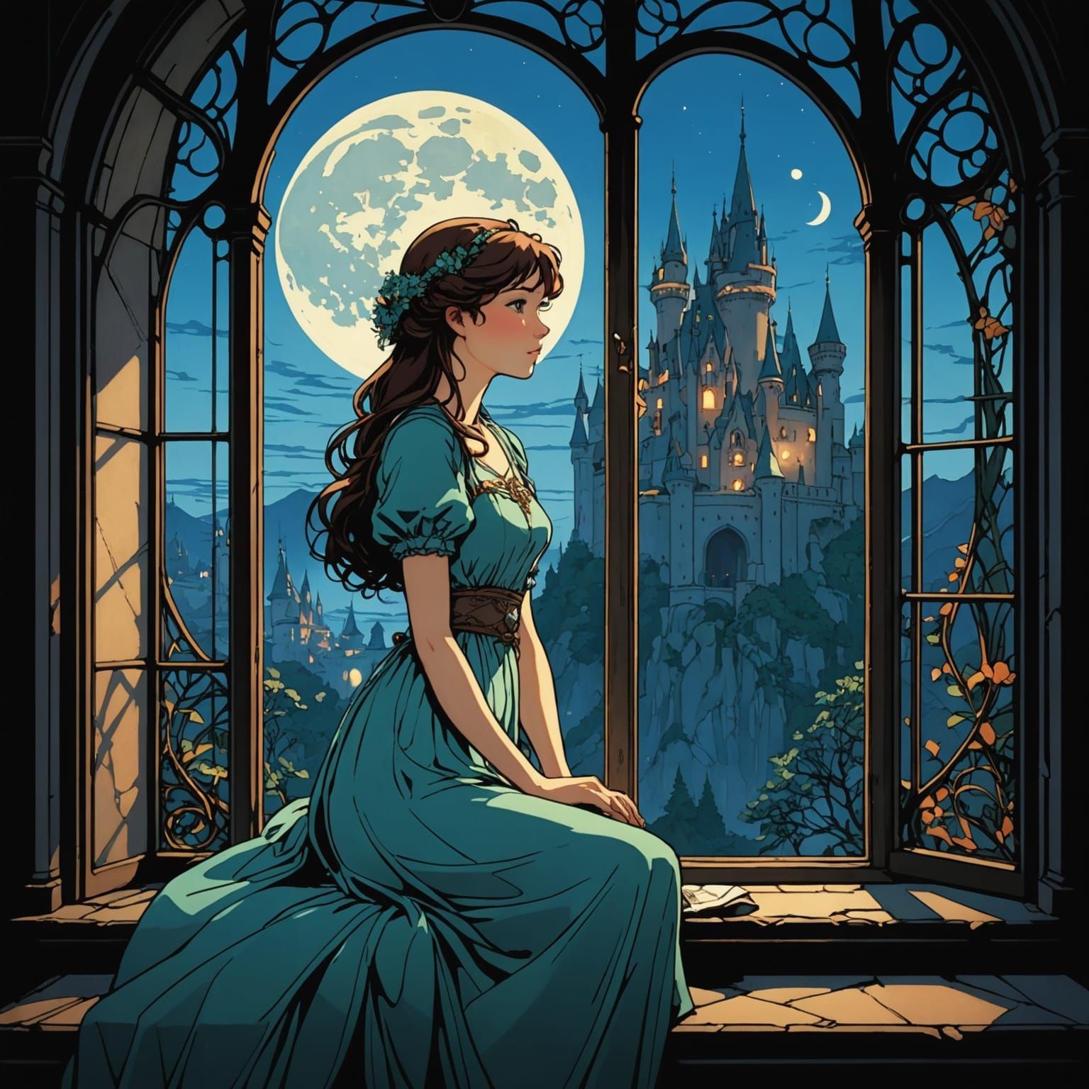 Whispering Nighttime Scene in a Castle