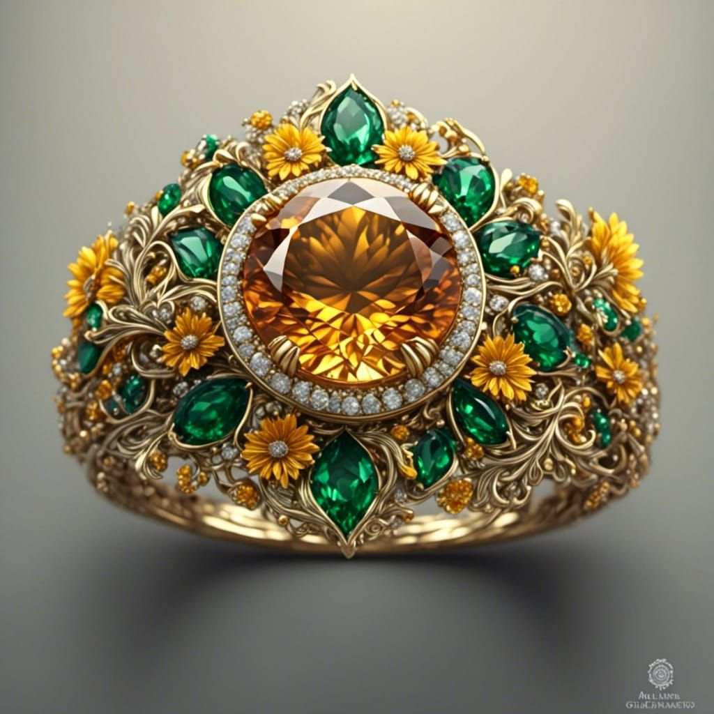 Nature Inspired Quartz Floral Engagement Ring Set