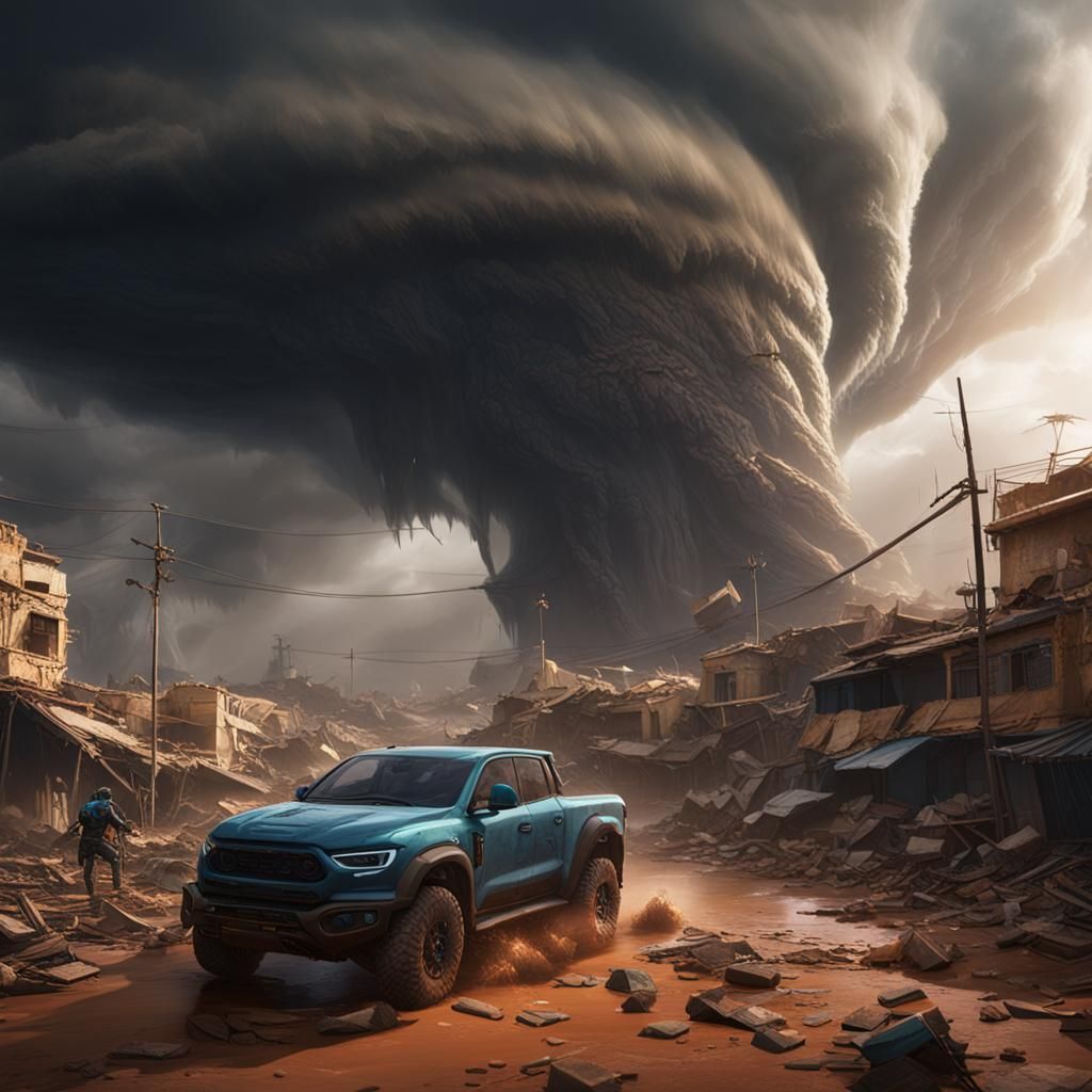 Tornado Devastates Dakar: Detailed Matte Painting