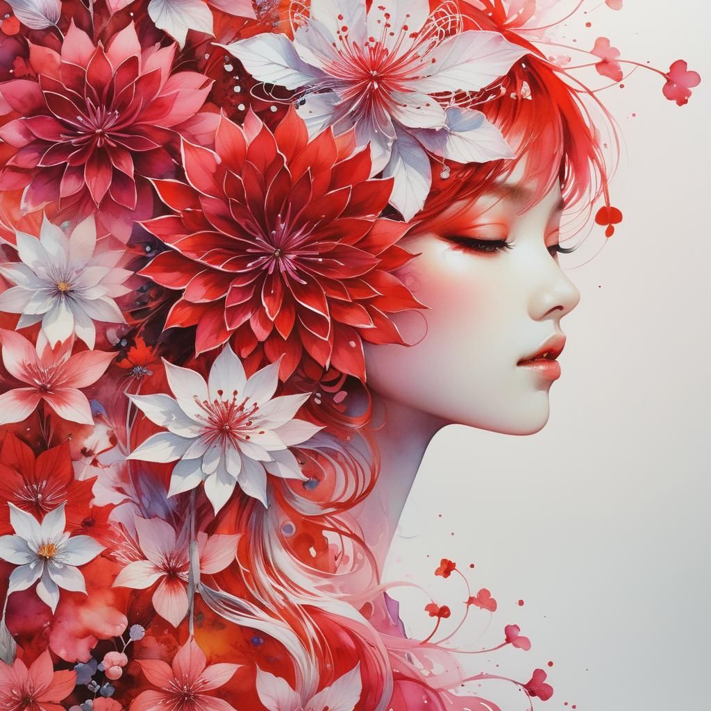 Dreamy Lake Glade at Night in Watercolor Style