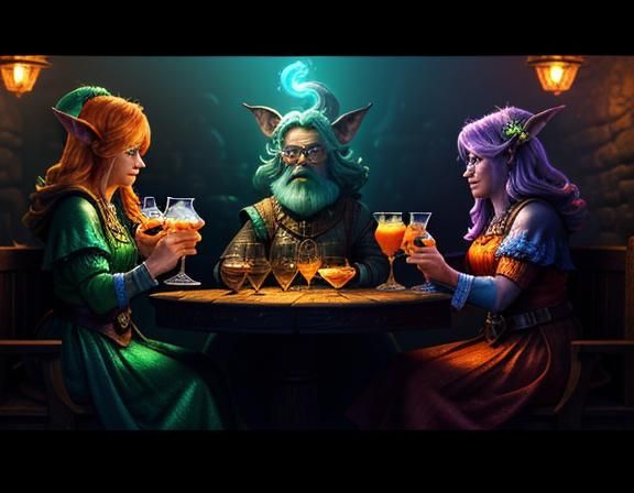 Gnomes Casting Spells in a Tavern: Digital Matte Painting