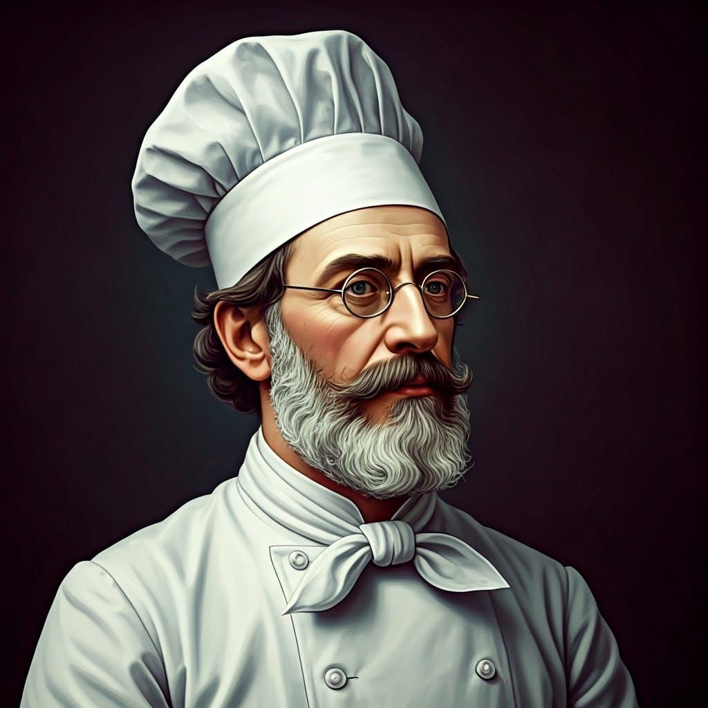 Chef Escoffier Portrait in Early 20th Century Style