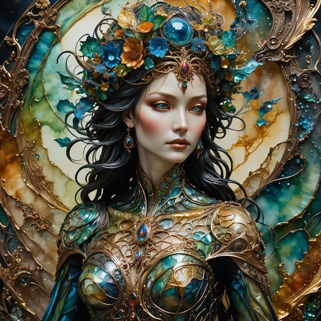 Earth Mother: Metallic Watercolor Sculpture