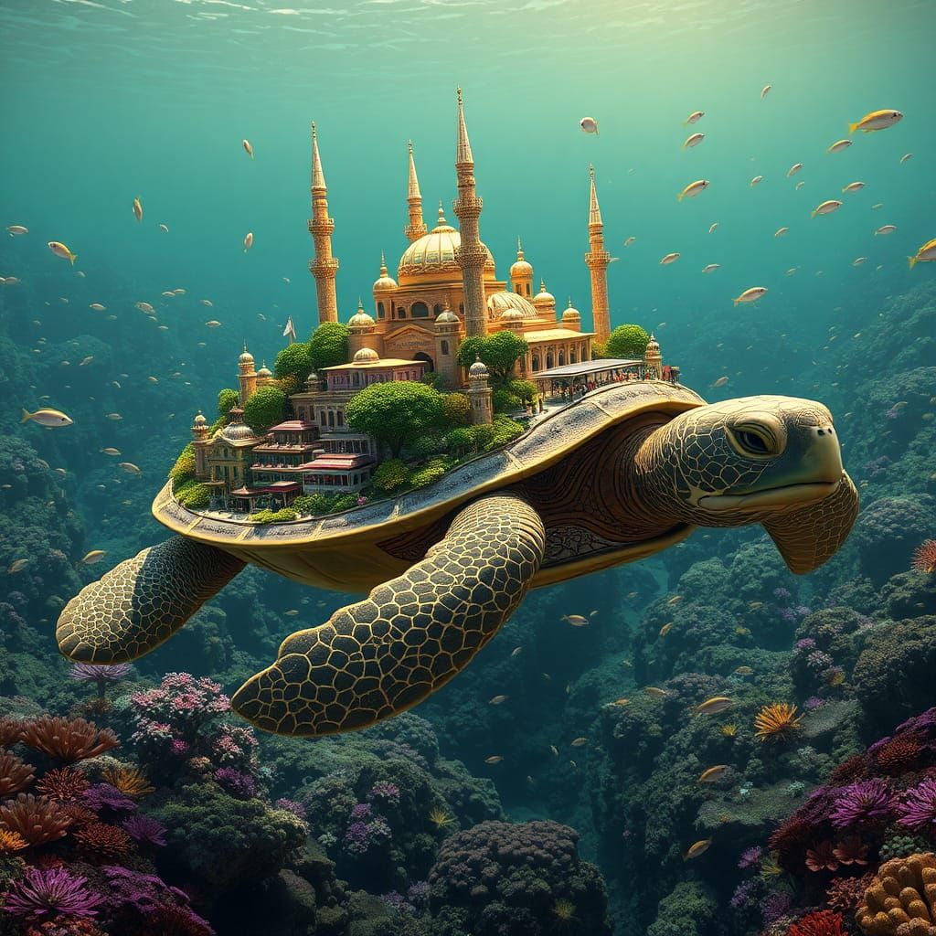 Turtle City Swims Through Coral Reef