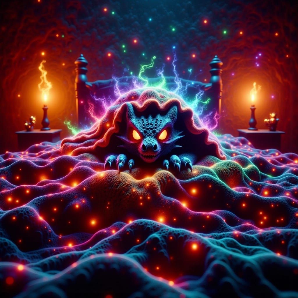 Terrified Chibi Dragon in Grunge Painterly Style