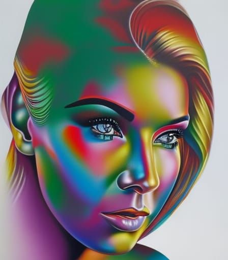 Photorealistic Woman Portrait with Metallic Color Splashes