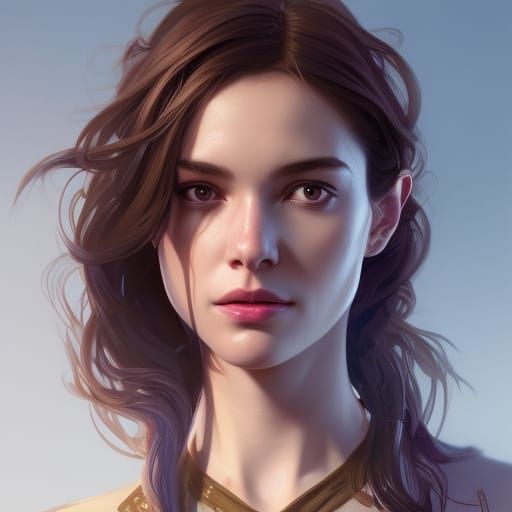 Dynamic Portrait in Style of Artgerm and Mucha