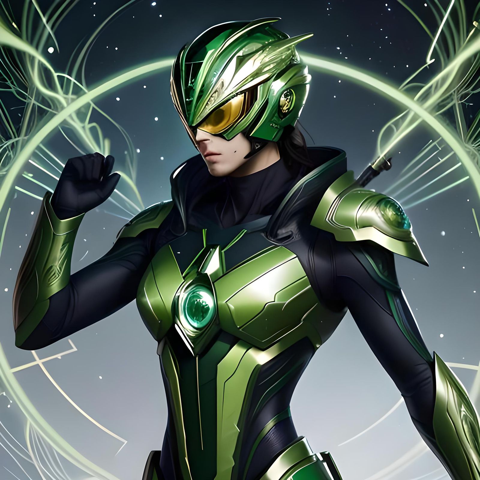 Nature-Powered Green Ranger Digital Art
