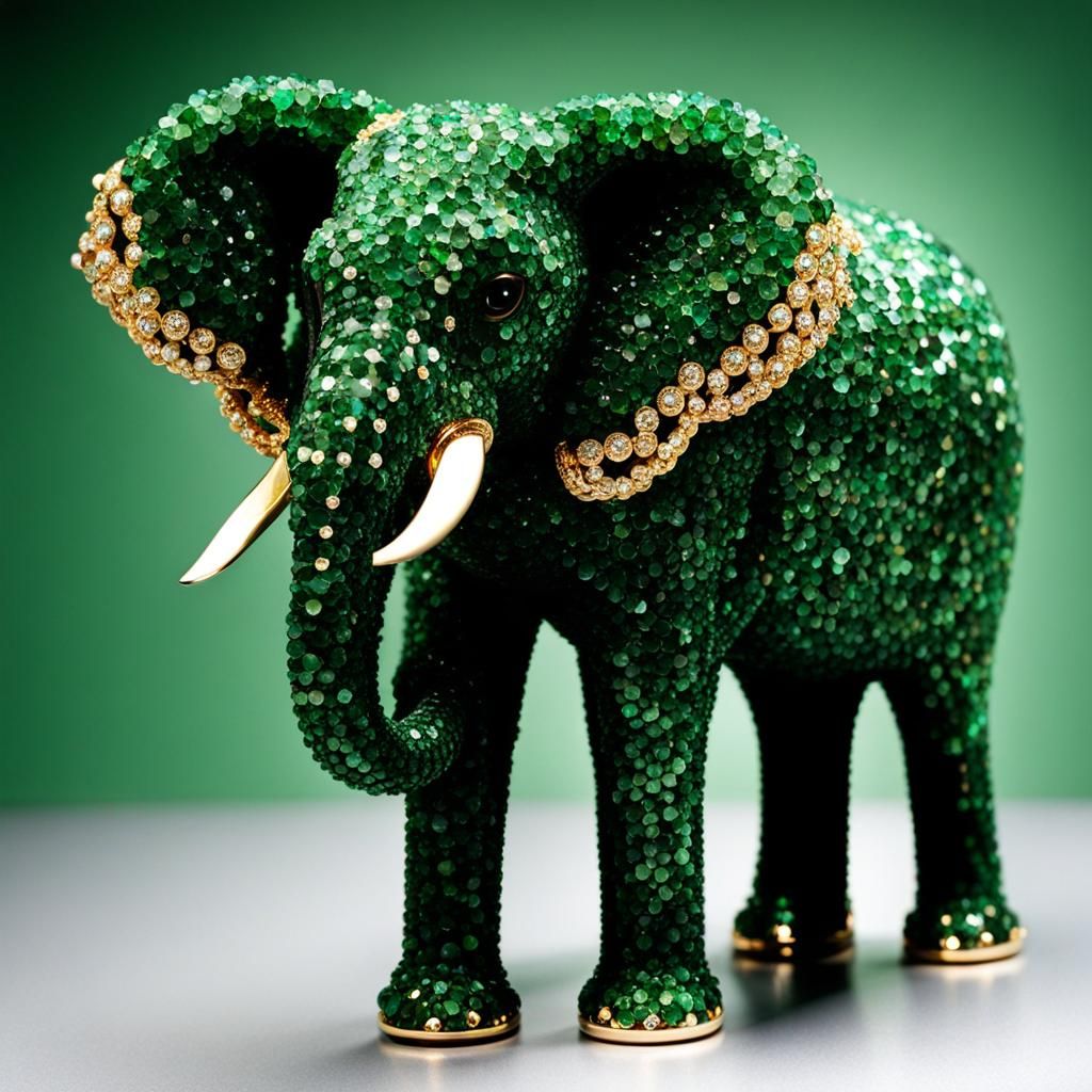 Emerald Crystal Elephant Sculpture