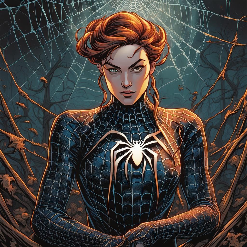Mystical Spiderwebs in Comic Book Art Style