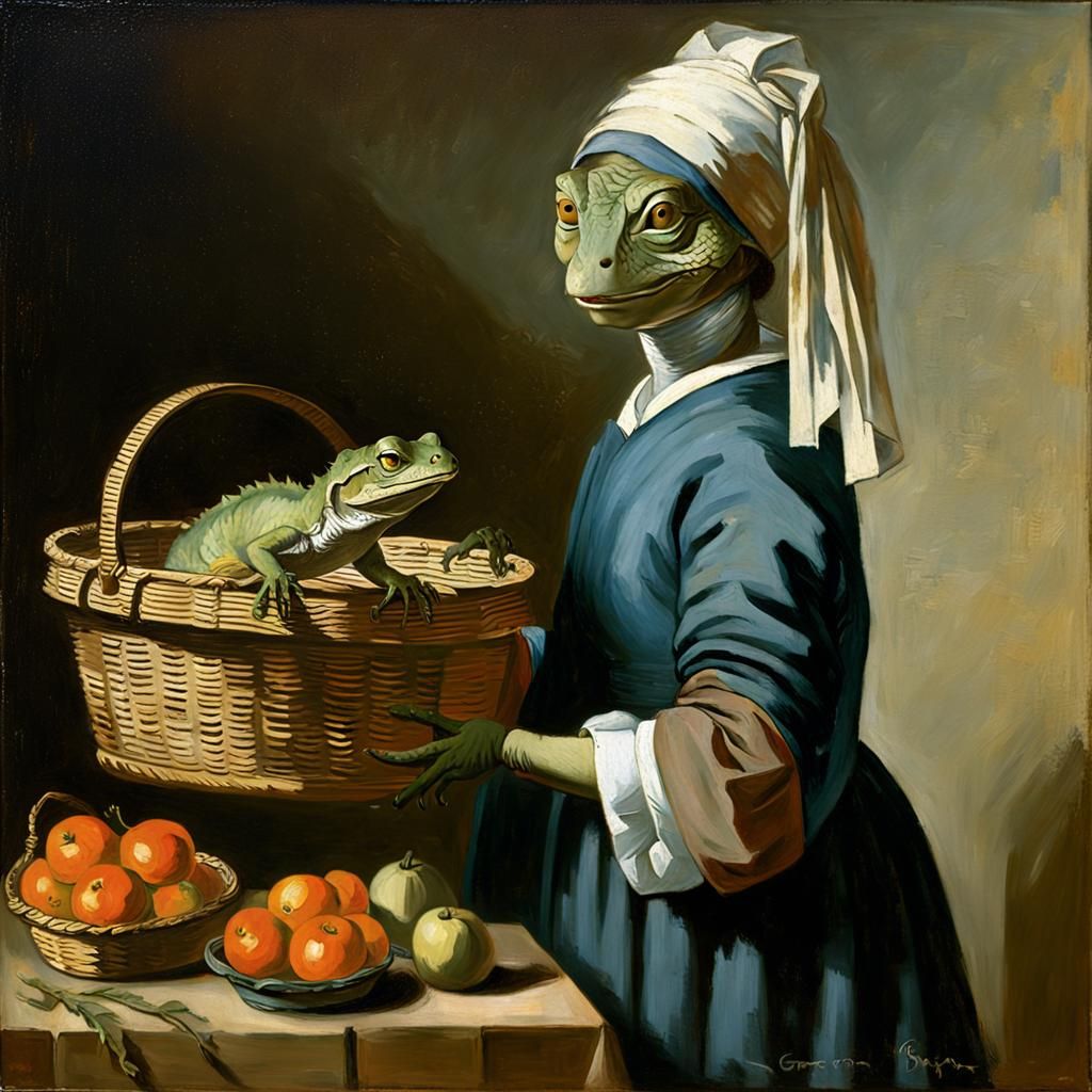 Lizard Housemaid in Dutch Golden Age Style