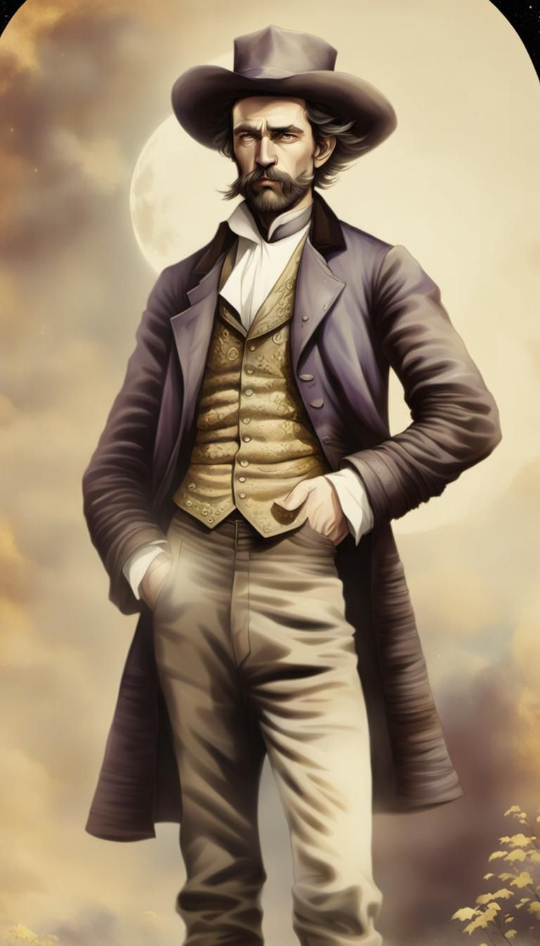 Cowboy in Moonlit Dark Fantasy Style