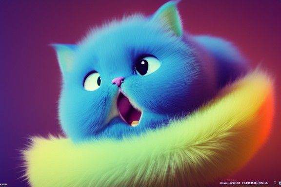 Adorable Fluffy Flying Cat in 3D Animation Style
