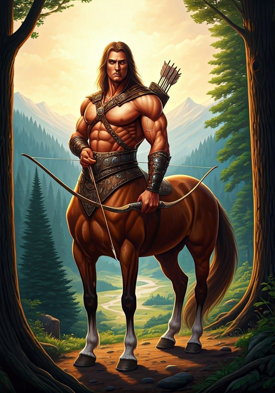 Majestic Centaur in Forest Clearing, Fantasy Art