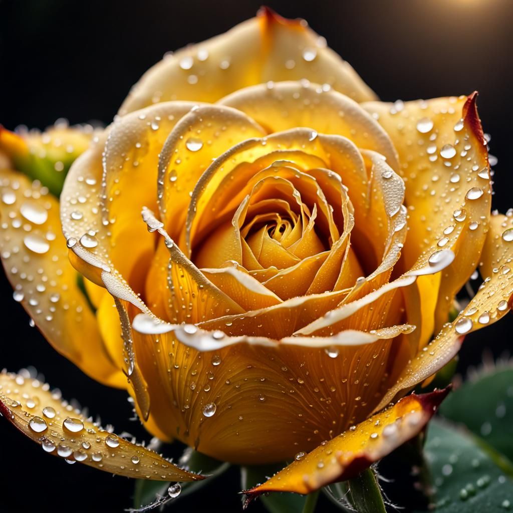 Yellow Rosebud Opening in Arid Landscape