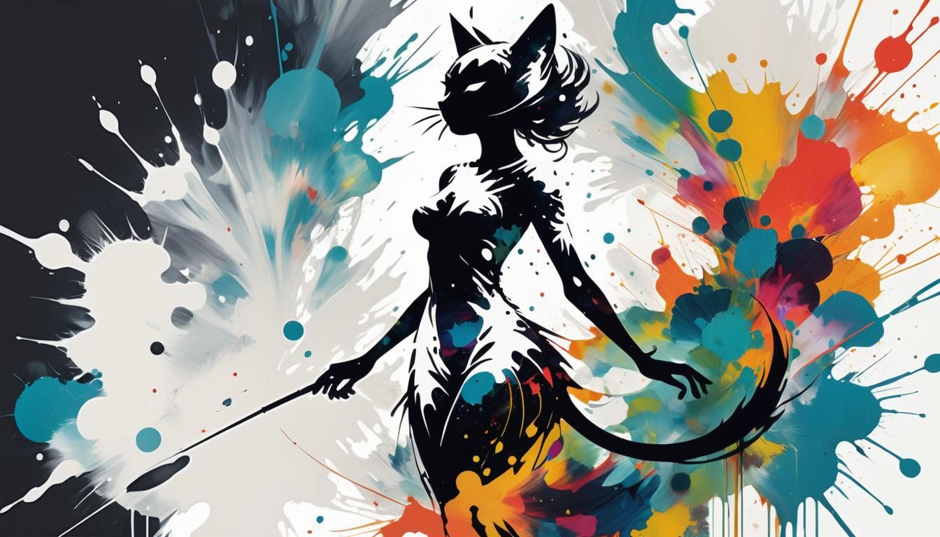 Psychedelic Abstract Catgirl in Expressionist Style