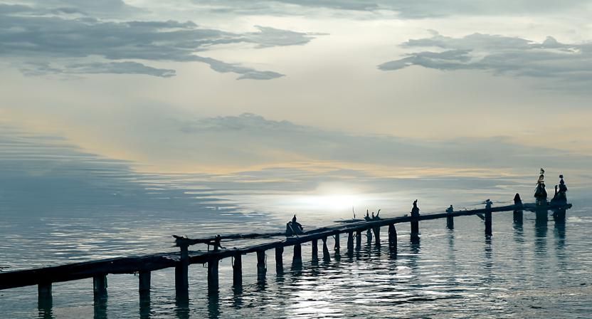 Pier at Sunset: A Dark Fantasy Seascape