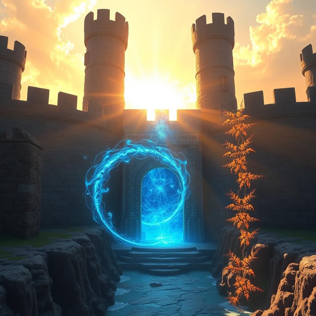Mystical Portal Breaches Fortress Walls in Unreal Engine Sty...