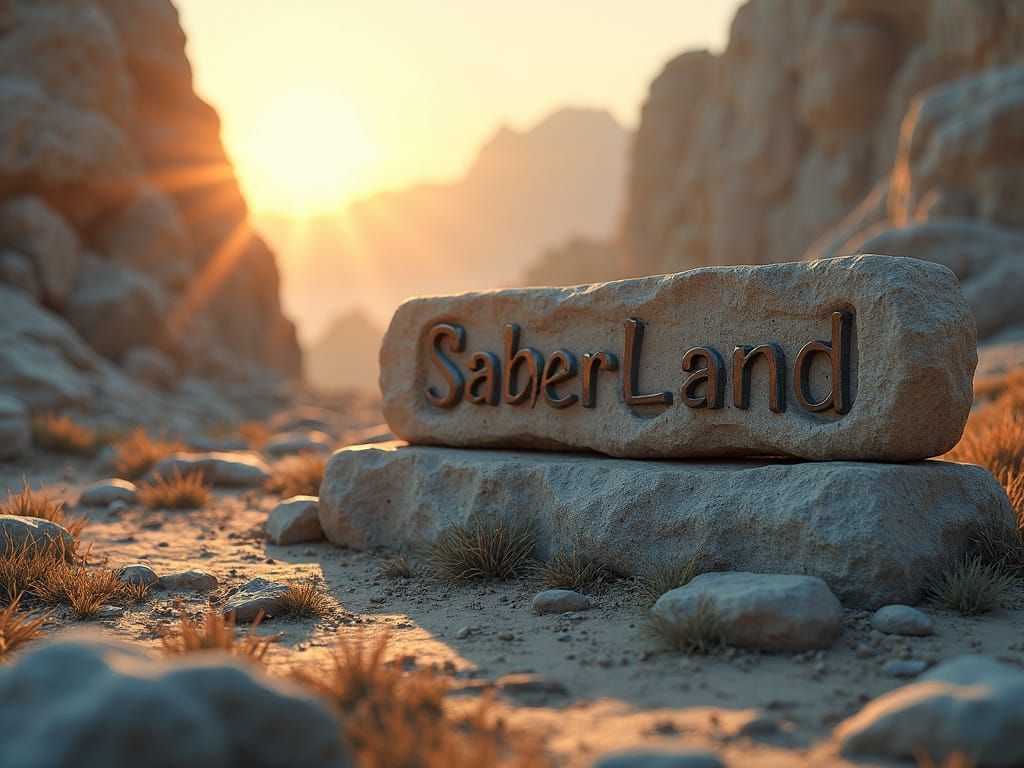 Cinematic Stone Logo in Open World Learning Landscape