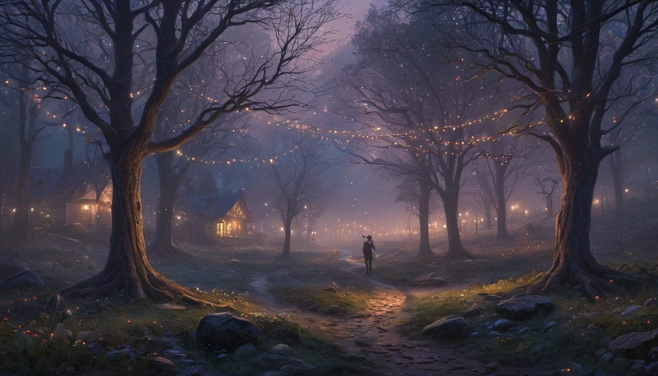 Ethereal Musician in Mystical Forest at Twilight