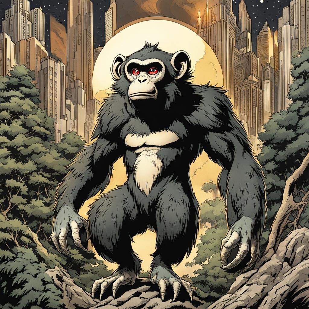 4K quadrupedal human Cryptid monkey