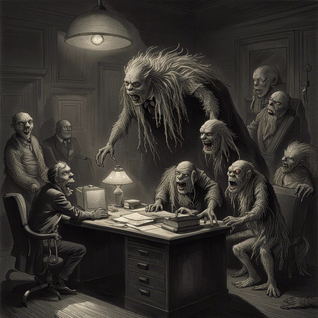 Horror Movie Monsters Work in an Office