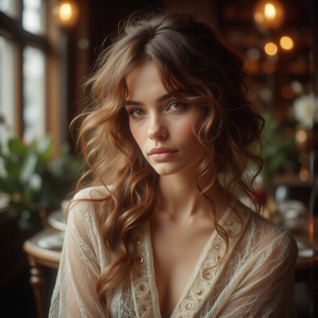 Woman's Portrait with Cinematic Lighting in Classic Style