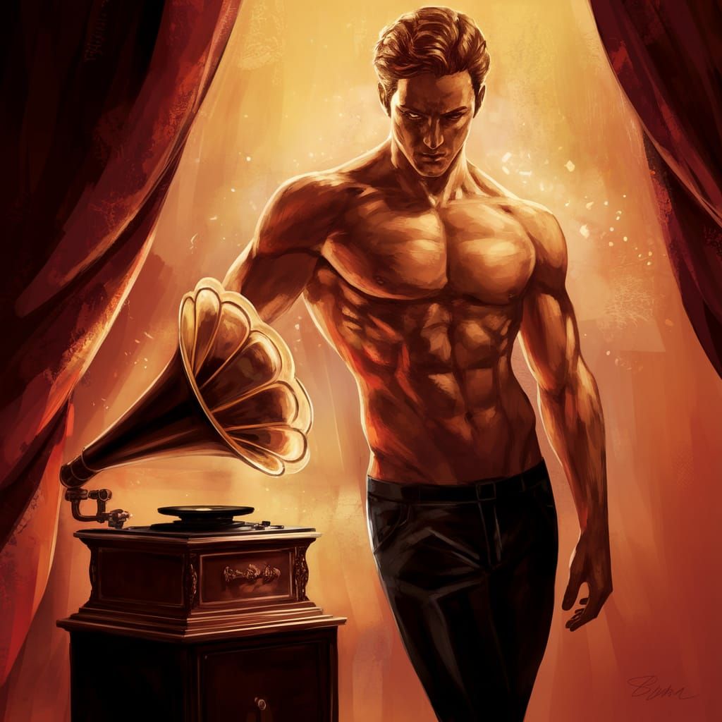 Seductive Man Captured in Warm, Golden Light