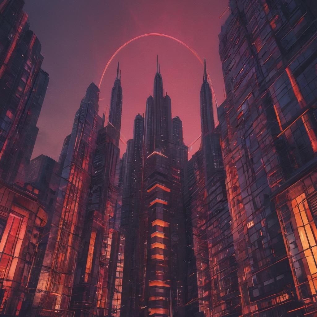 Futuristic Cityscape: Bauhaus-Inspired Geometric Art