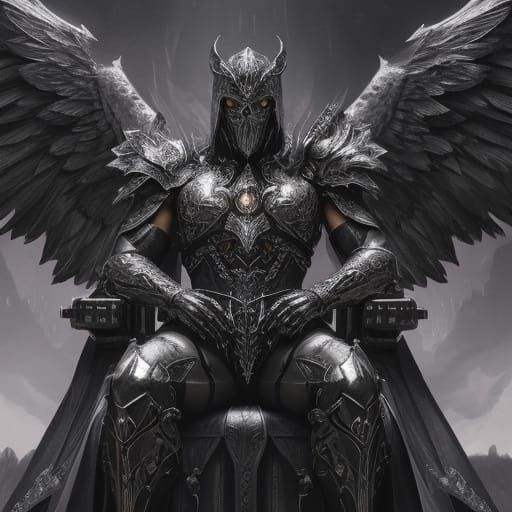 Metal Fallen Angel with Blood Wings Art