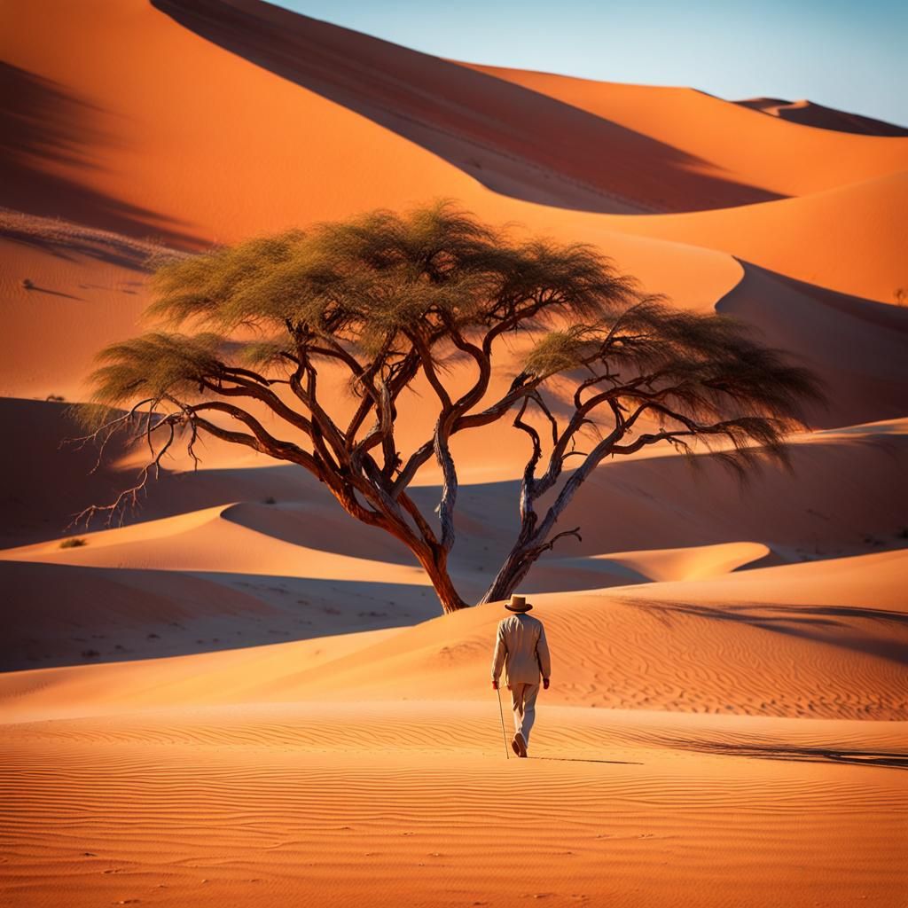 Surreal Sossusvlei Desert Landscape at Golden Hour