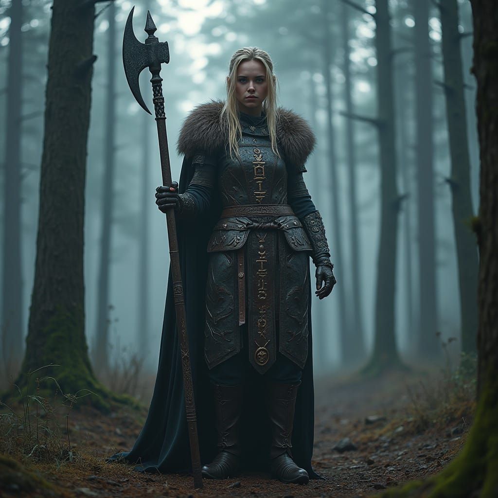 Mystical Viking Warrior in Hyperrealistic Style