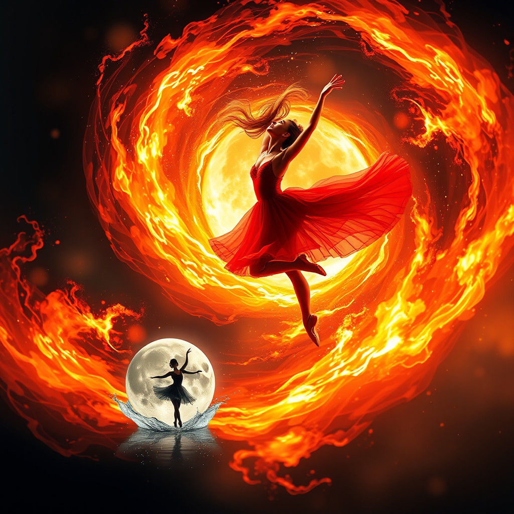 Ballerina Dances in Electric Flames and Starlight
