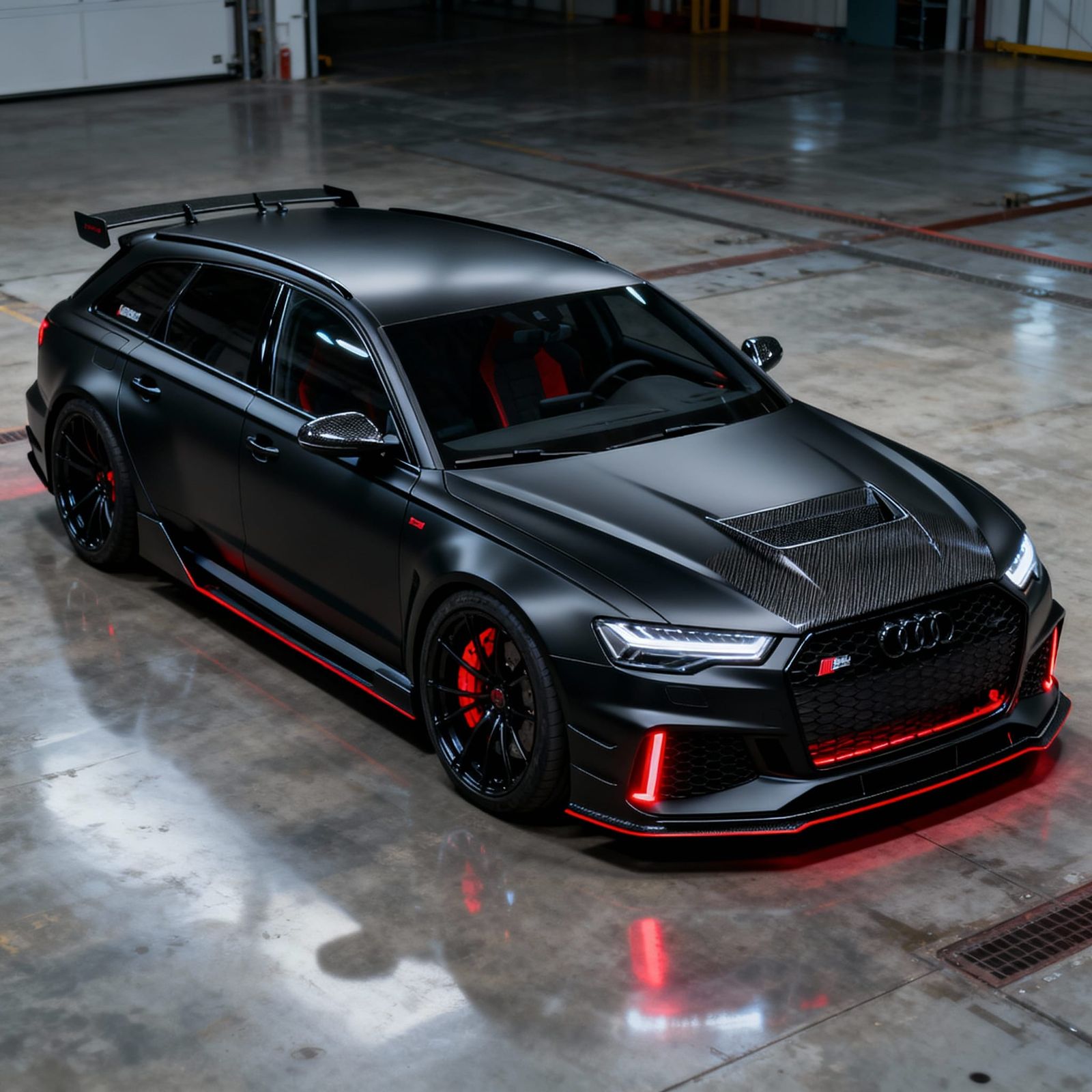 Customized 2025 Audi RS6 Avant in Matte Black with Red Accen...