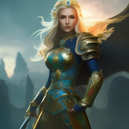 Aelin Galathynius in Gold Armor, Fantasy Portrait