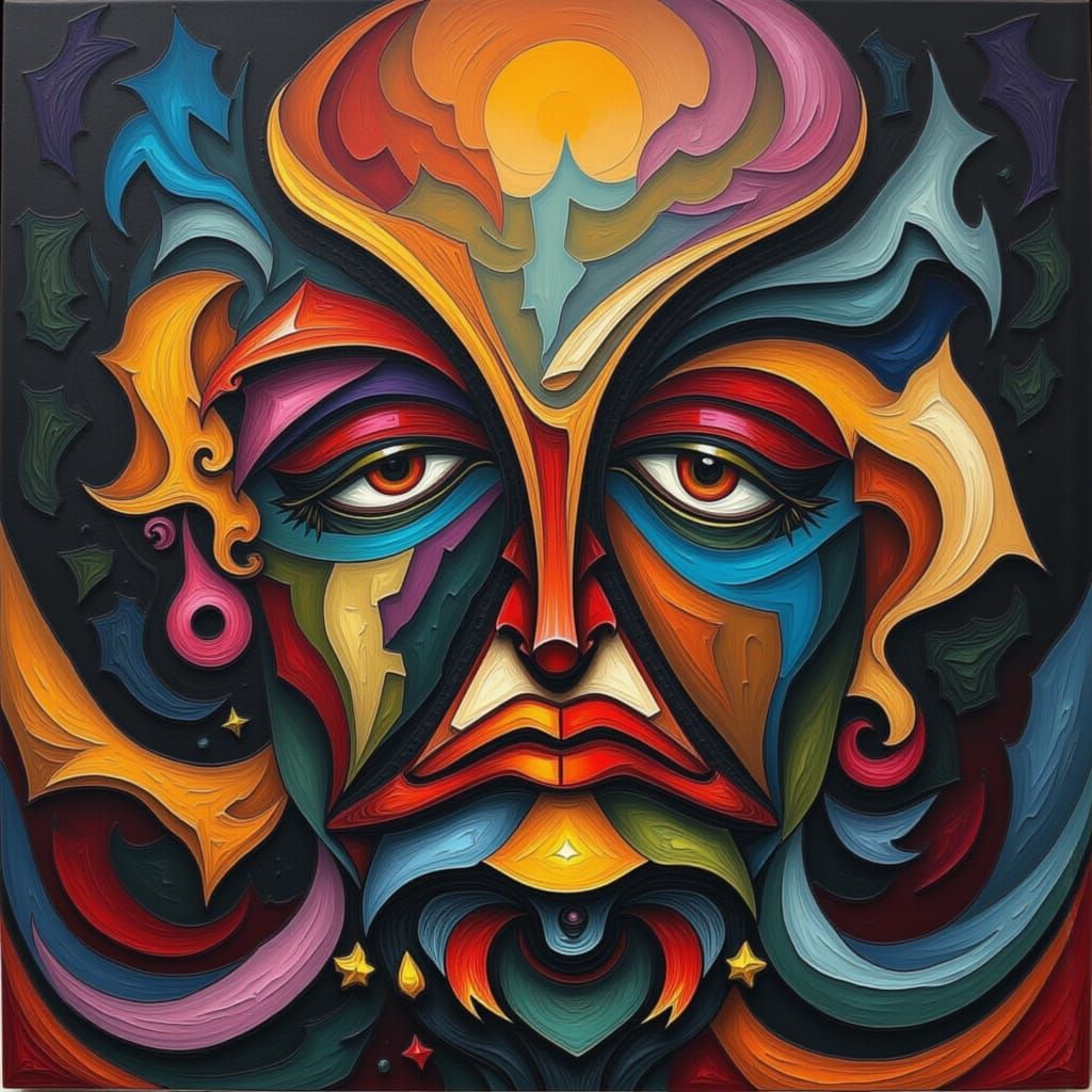 Abstract Geometric Figures in Surreal Landscape