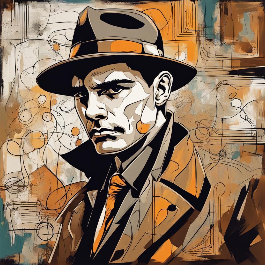 Abstract Detective Portrait with Complementary Colors