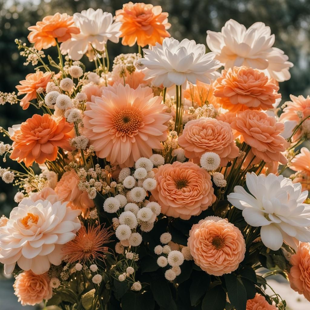 Peach and White Fairycore Flower Arrangement