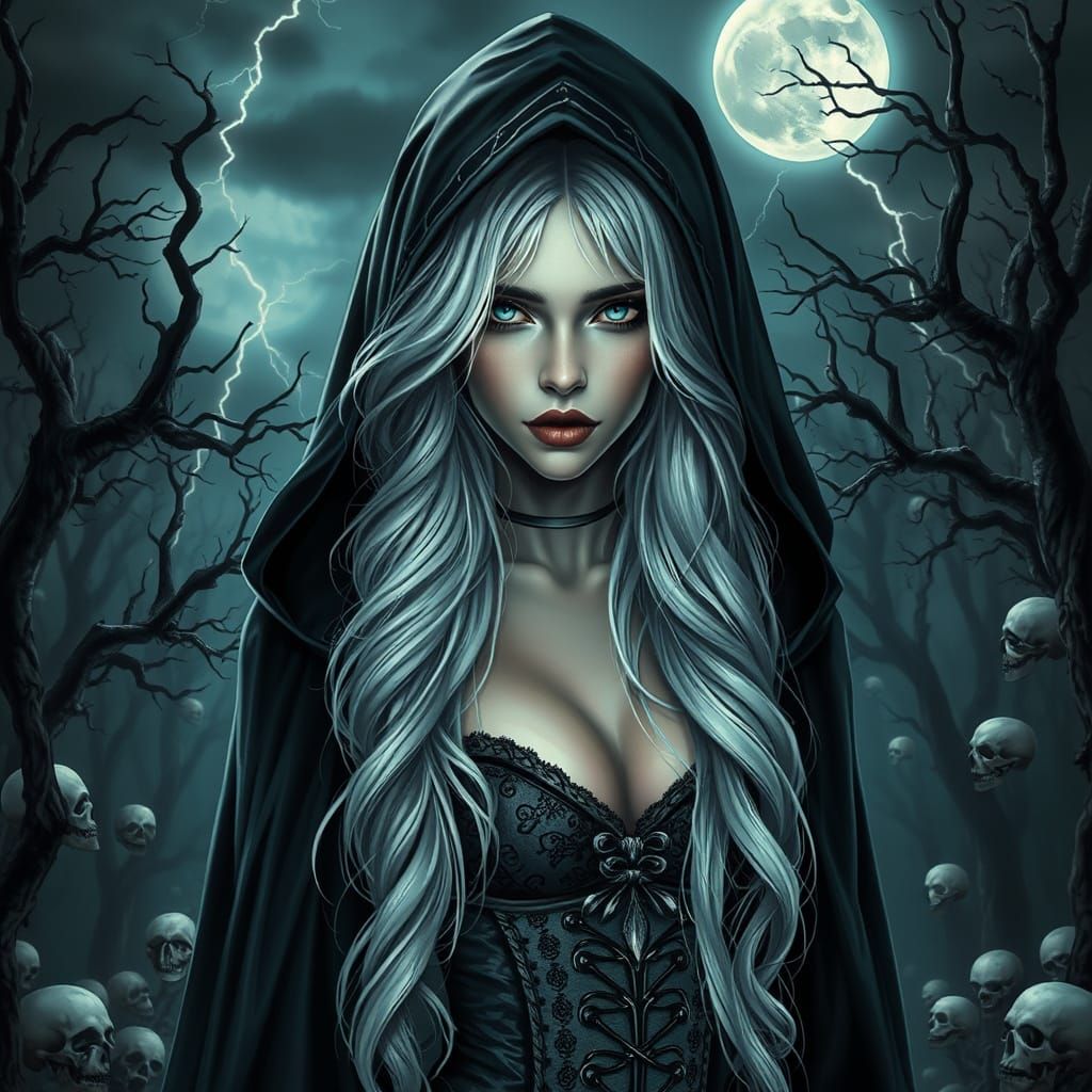 Goddess in Haunting Fantasy Landscape as Detailed Matte Pain...