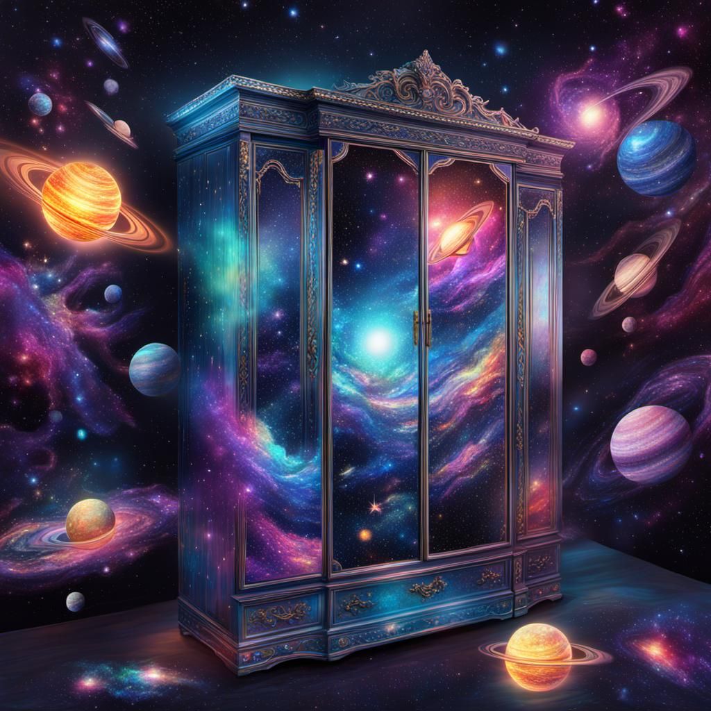 Galaxy in Opulent Wardrobe: Cosmic Illustration