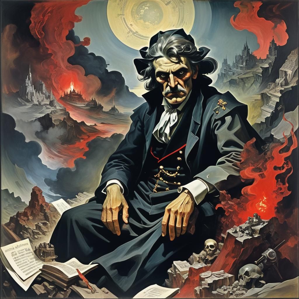 Dark Arithmetician in Expressionist, Symbolic Style