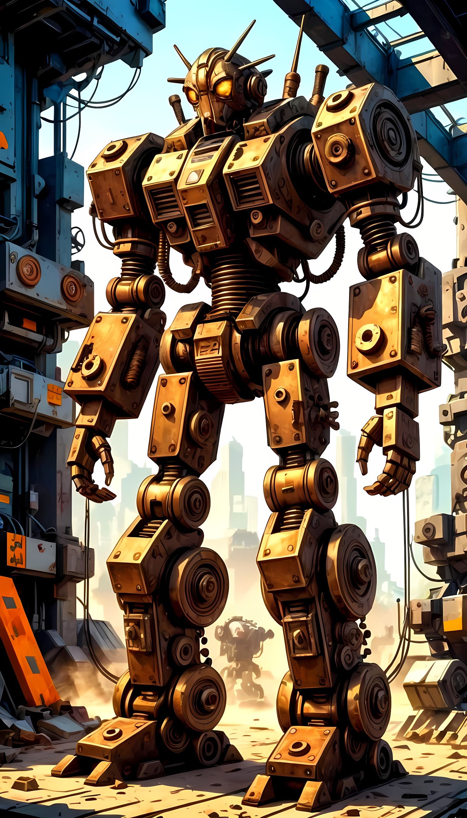 Steampunk Mecha Robot Crafted from Screws and Bolts