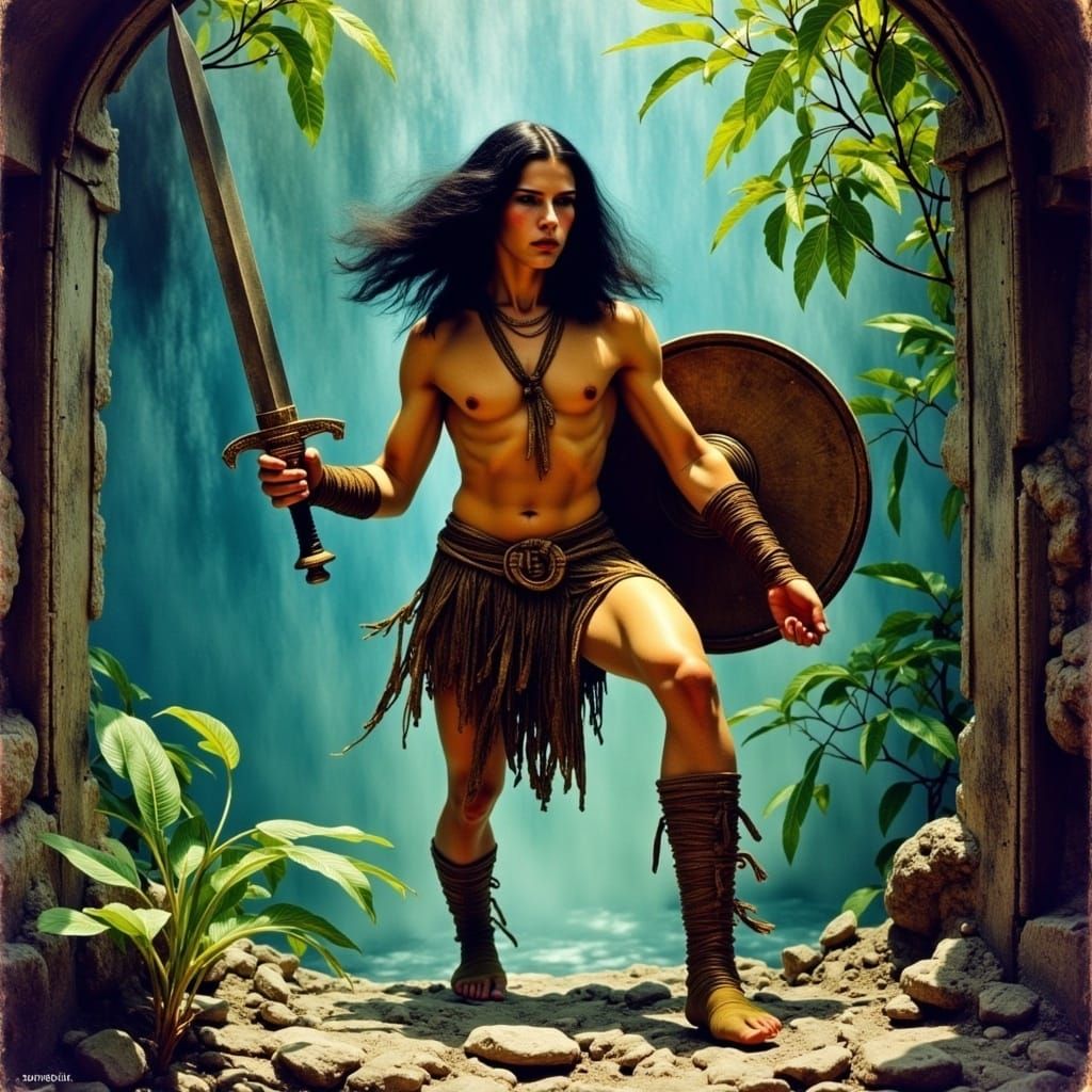 Tarzan as Conan in Comic Book Art Style