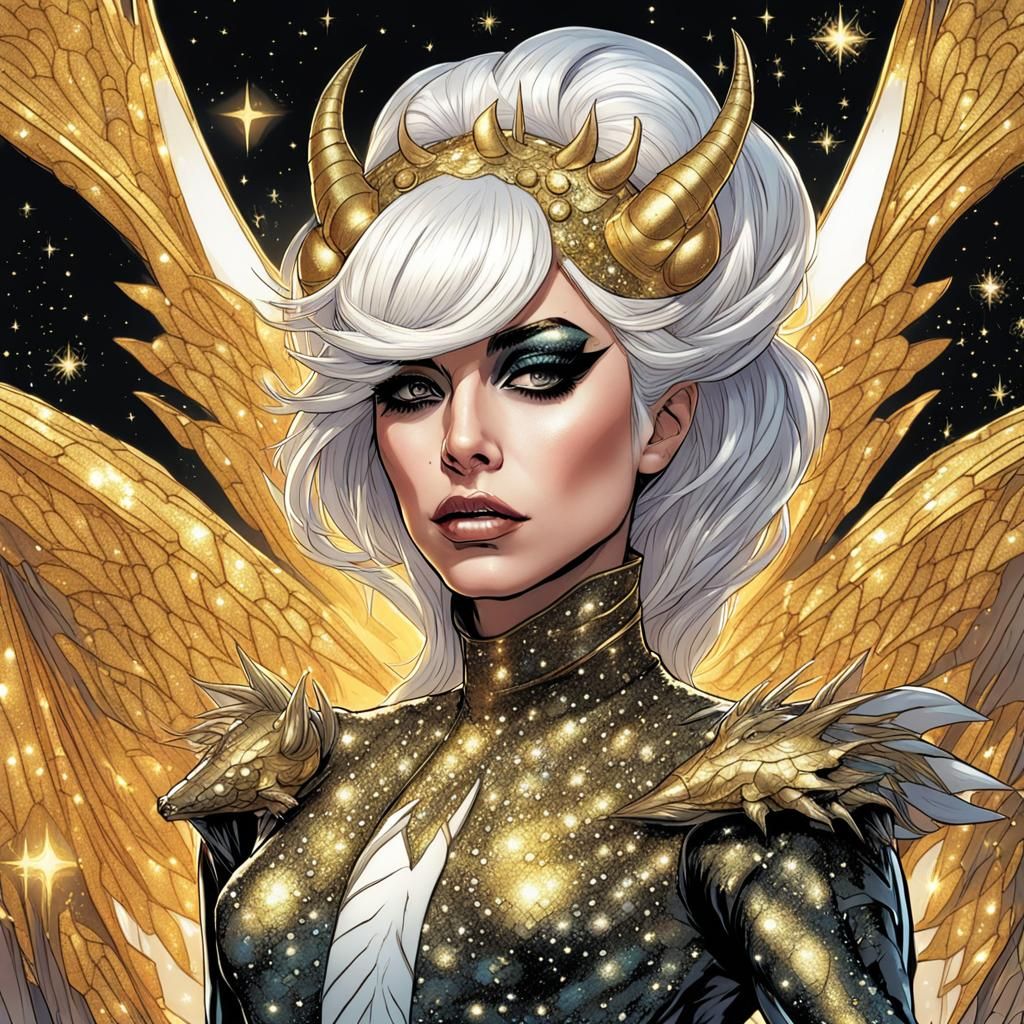 Lady Gaga as Dragon Fairy in Comic Book Art