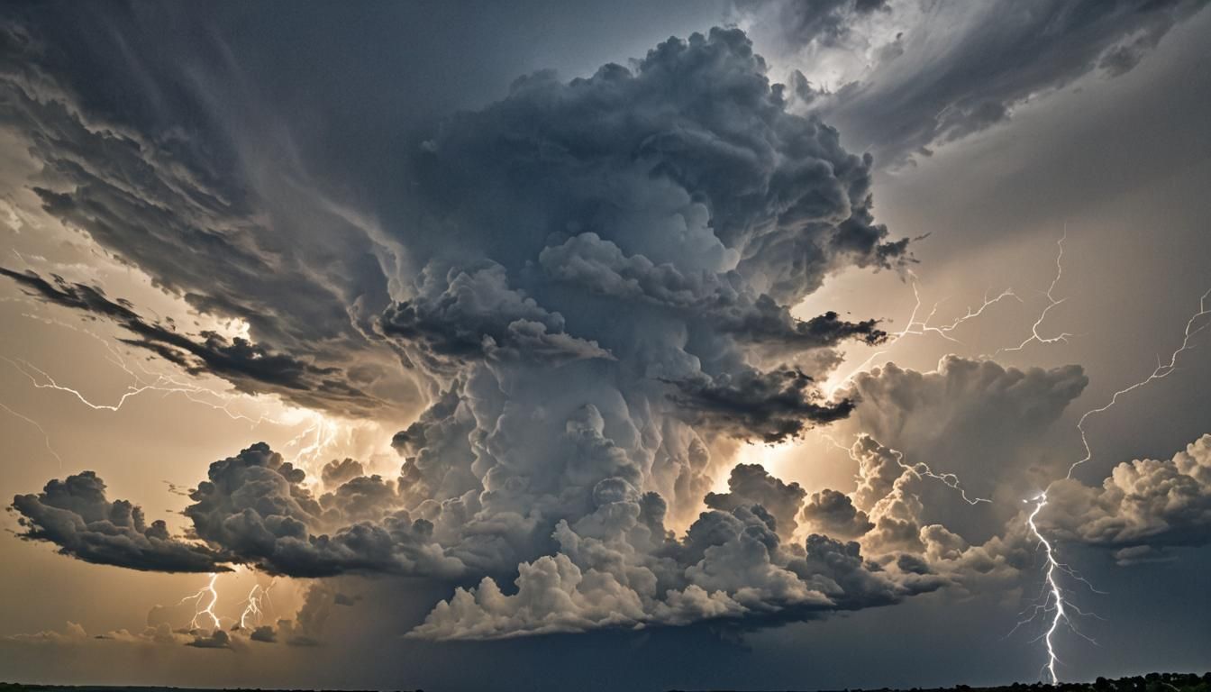 Dramatic Thunderstorm Landscape with Ominous Cloudscape