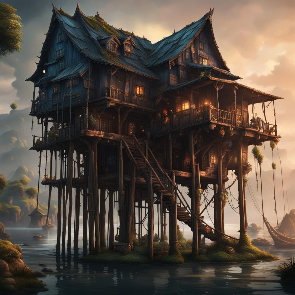 Fantastical House on Stilts Concept Art